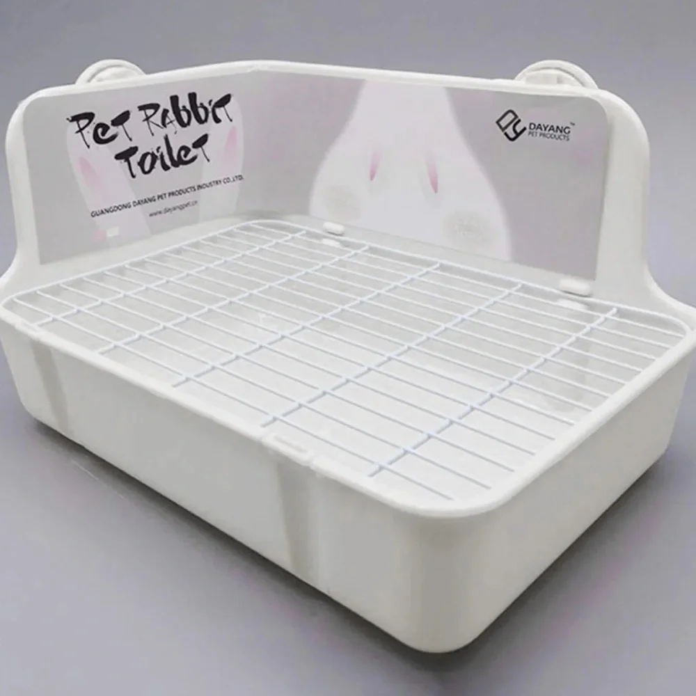 New White Rabbit Toilet Tray with Wire Grid rabbit potty rabbit cage accessories